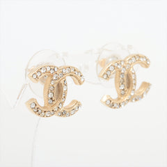 Chanel Coco Logo Gold Rhinestone Earrings Costume Jewellery