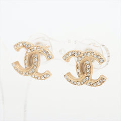 Chanel Coco Logo Gold Rhinestone Earrings Costume Jewellery