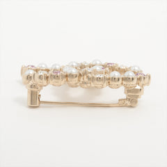 Chanel Coco Logo Pink and Silver Rhinestone Brooch