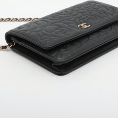Chanel Camellia Black Wallet On Chain WOC