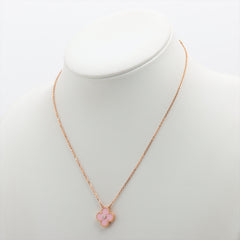 Van Cleef & Arpels Vintage Alhambra Pink Porcelain Sable diamond Necklace