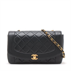 Chanel Vintage Medium Diana Lambskin 24k gold Black