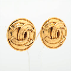 Chanel Vintage Coco Round Clip On Earrings Costume Jewellery