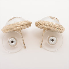 Chanel Coco Pearl Rhinestone Gold Stud Earrings Costume Jewellery