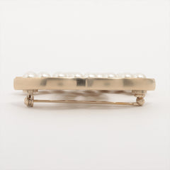Chanel Coco Logo Pearl Light Gold Brooch Costume Jewellery