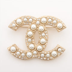Chanel Coco Pearl Rhinestone Gold Brooch Costume Jewellery 2023