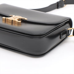Celine Triomphe Teen Leather Shoulder Bag Black