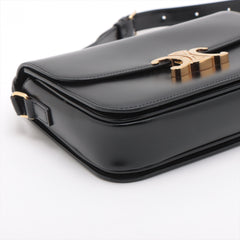 Celine Triomphe Teen Leather Shoulder Bag Black