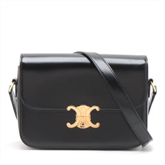 Celine Triomphe Teen Leather Shoulder Bag Black