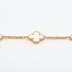 ITEM 18 - Van Cleef & Arpels Vintage Alhambra 5 Motif Mother of Pearl MOP Bracelet