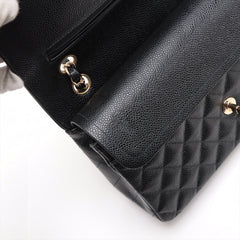 Chanel Classic Flap Medium/Large 24k gold plated Caviar Black- Series 7