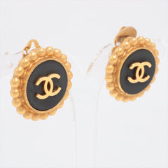 Chanel Coco Logo Gold Black Clip On Earrings Costume Jewellery