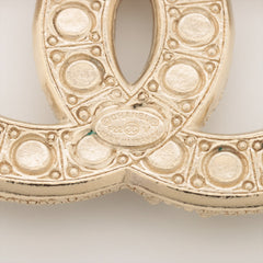 Chanel Coco Logo Rhinestone Gold Earrings Costume Jewellery