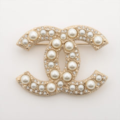 Chanel Coco Logo Rhinestone Gold Earrings Costume Jewellery