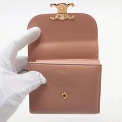 Celine Triomphe Beige Compact Flap Cardholder Wallet