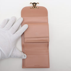 Celine Triomphe Beige Compact Flap Cardholder Wallet