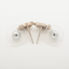 Chanel Coco Logo Rhinestone Silver Stud Earrings Costume Jewellery