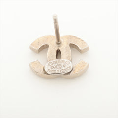 Chanel Coco Logo Rhinestone Silver Stud Earrings Costume Jewellery