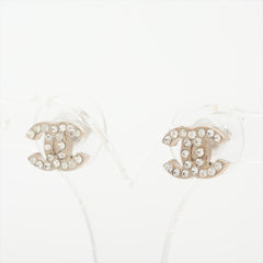 Chanel Coco Logo Rhinestone Silver Stud Earrings Costume Jewellery