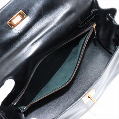 Hermes Kelly 32 Black Box Leather Circle V Stamp