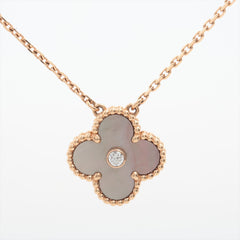 Van Cleef & Arpels Vintage Alhambra 2014 Limited Edition Holiday Grey Mother Of Pearl Diamond Necklace