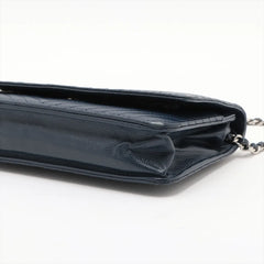 Chanel Chevron Caviar Wallet on Chain Navy