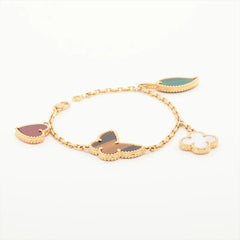 Van Cleef & Arpels Lucky Alhambra 4 Motif (Malachite, Mother of Pearl, Tiger Eye, Carnelian) Bracelet