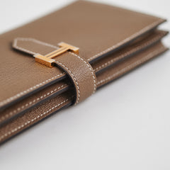 Hermes P-Feuille Bearn Wallet Etoupe