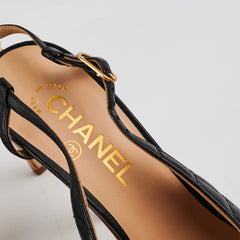 Chanel Quilted Heels Cork lambskin Black (Size 39.5)