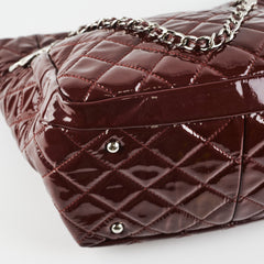 Chanel Quilted Patent Large Tote Bag Burgundy