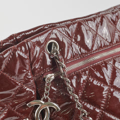 Chanel Quilted Patent Large Tote Bag Burgundy