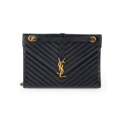 Saint Laurent Large Envelope Leather Black Shoulder Bag