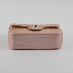 Chanel Mini Rectangular Chevron Caviar Rose Gold Iridescent