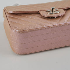 Chanel Mini Rectangular Chevron Caviar Rose Gold Iridescent