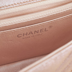 Chanel Mini Rectangular Chevron Caviar Rose Gold Iridescent