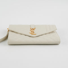 Saint Laurent Evelope Flap Pouch Cream