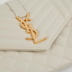 Saint Laurent Evelope Flap Pouch Cream