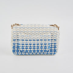 Chanel Mini Rectangular Tweed Flap Blue/White
