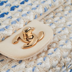 Chanel Mini Rectangular Tweed Flap Blue/White