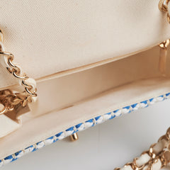 Chanel Mini Rectangular Tweed Flap Blue/White