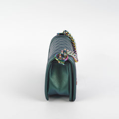 Chanel Small Iridescent Green Goatskin Boy