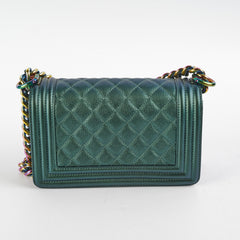Chanel Small Iridescent Green Goatskin Boy