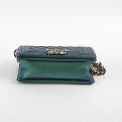 Chanel Small Iridescent Green Goatskin Boy