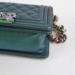Chanel Small Iridescent Green Goatskin Boy