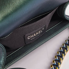 Chanel Small Iridescent Green Goatskin Boy