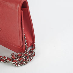Chanel Coco Mark Caviar Red Wallet On Chain Woc
