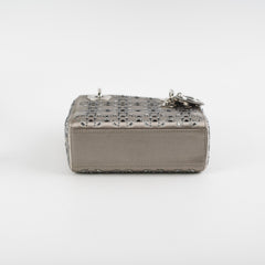 Christian Dior Mini Lady Dior Satin Grey Crystal