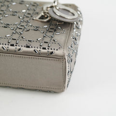 Christian Dior Mini Lady Dior Satin Grey Crystal