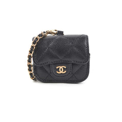 Chanel Quilted Caviar Airpod Case Black