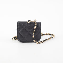 Chanel Quilted Caviar Airpod Case Black